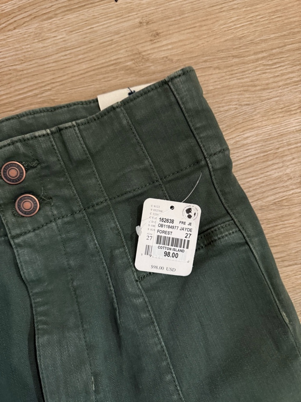 Free People Forest Green High-Rise Flare Pants - Picture 3 of 4